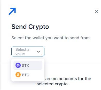 select in your e-wallet which crypto method you will send the funds from for your crypto deposit
