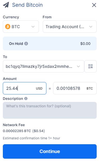 enter now the required information of your bitcoin transaction