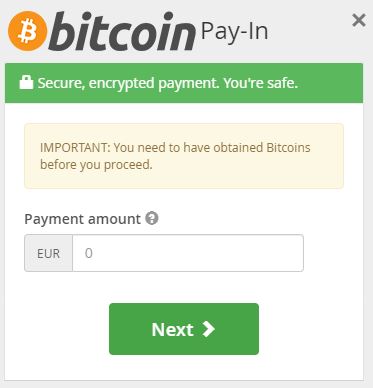 enter now the desired bitcoin deposit amount at everygame
