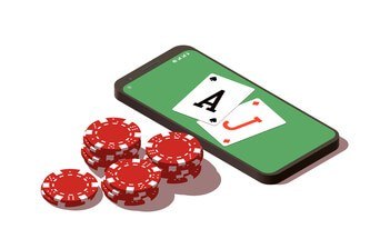 drawing of an A and J on the phone with poker chips nearby
