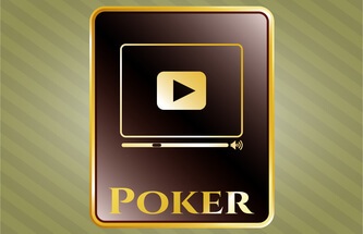 gold emblem showing a computer screen and the word Poker to signify online poker variations