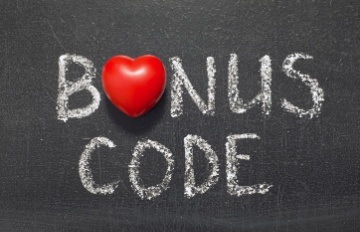 BONUS CODE written on a chalk board with the 'O' being a 3-D red heart