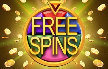 the words Free Spins against a background of six connected triangle shapes in six different colors