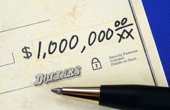 $1,000,000 written as the sum on a check