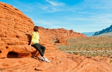 young woman enjoying the view at Valley of Fire State Park near Las Vegas